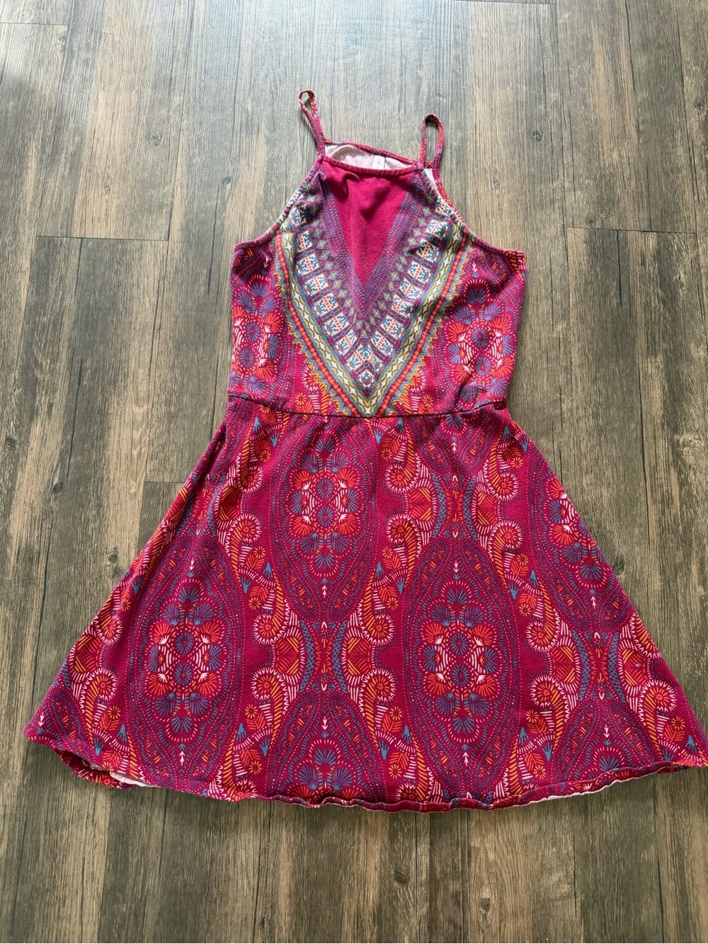 Xhilaration Paisley Fuchsia Multicolor Printed Halter Mini Dress Sleeveless S - Picture 2 of 6